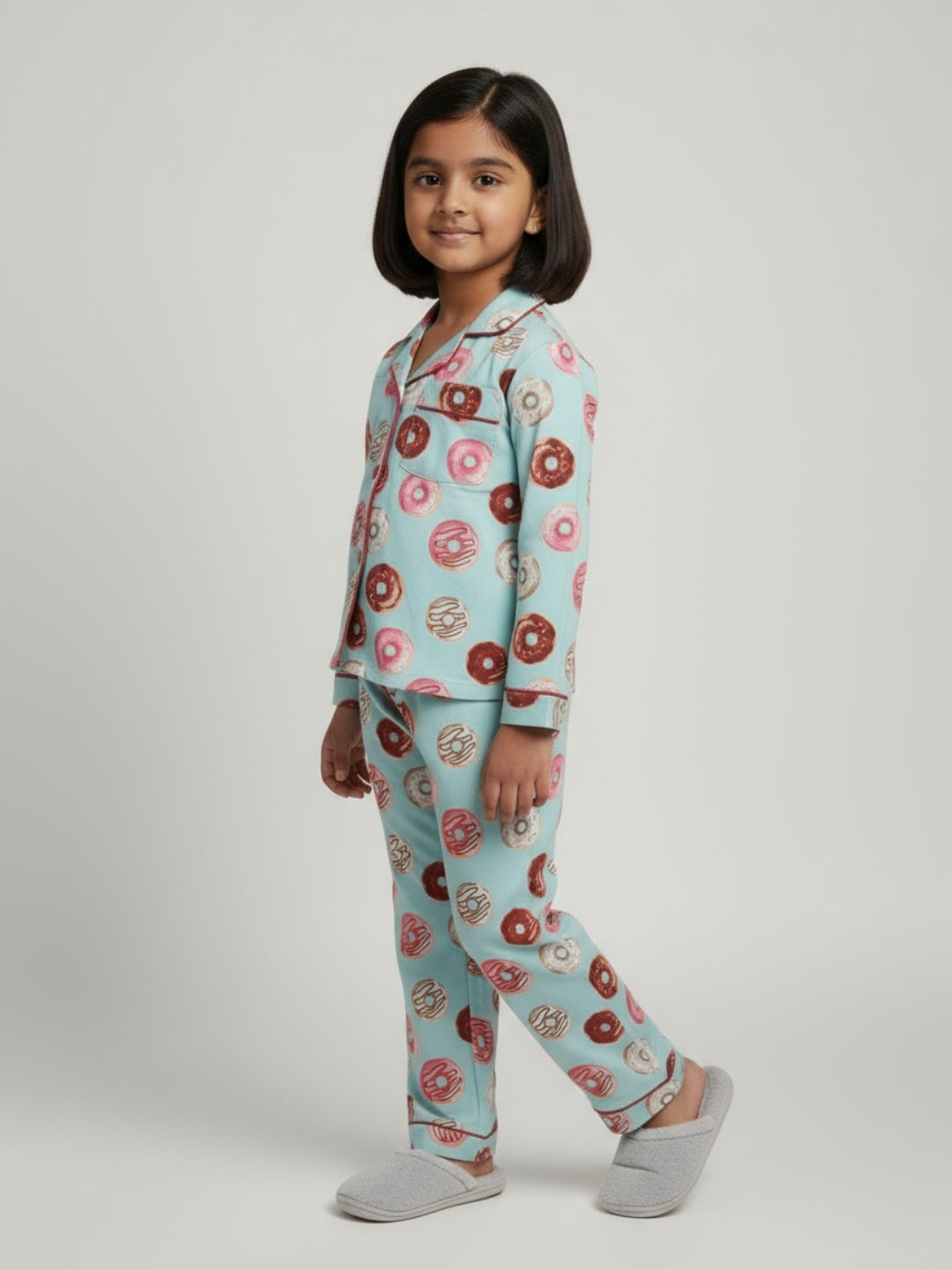 Biglilpeople Unisex Rayon Printed Full Sleeves Night Suit