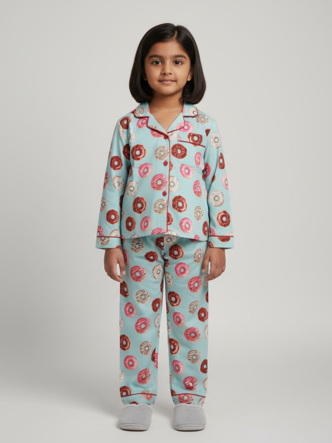 Biglilpeople Unisex Rayon Printed Full Sleeves Night Suit