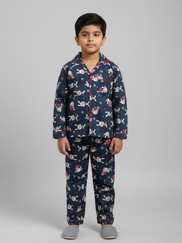 Biglilpeople Unisex Rayon Printed Full Sleeves Night Suit