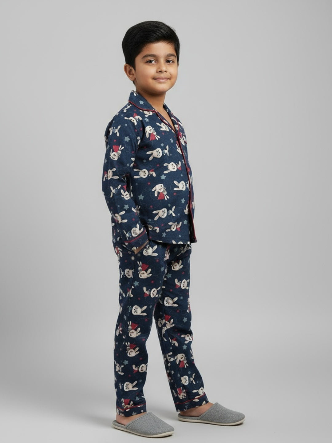 Biglilpeople Unisex Rayon Printed Full Sleeves Night Suit