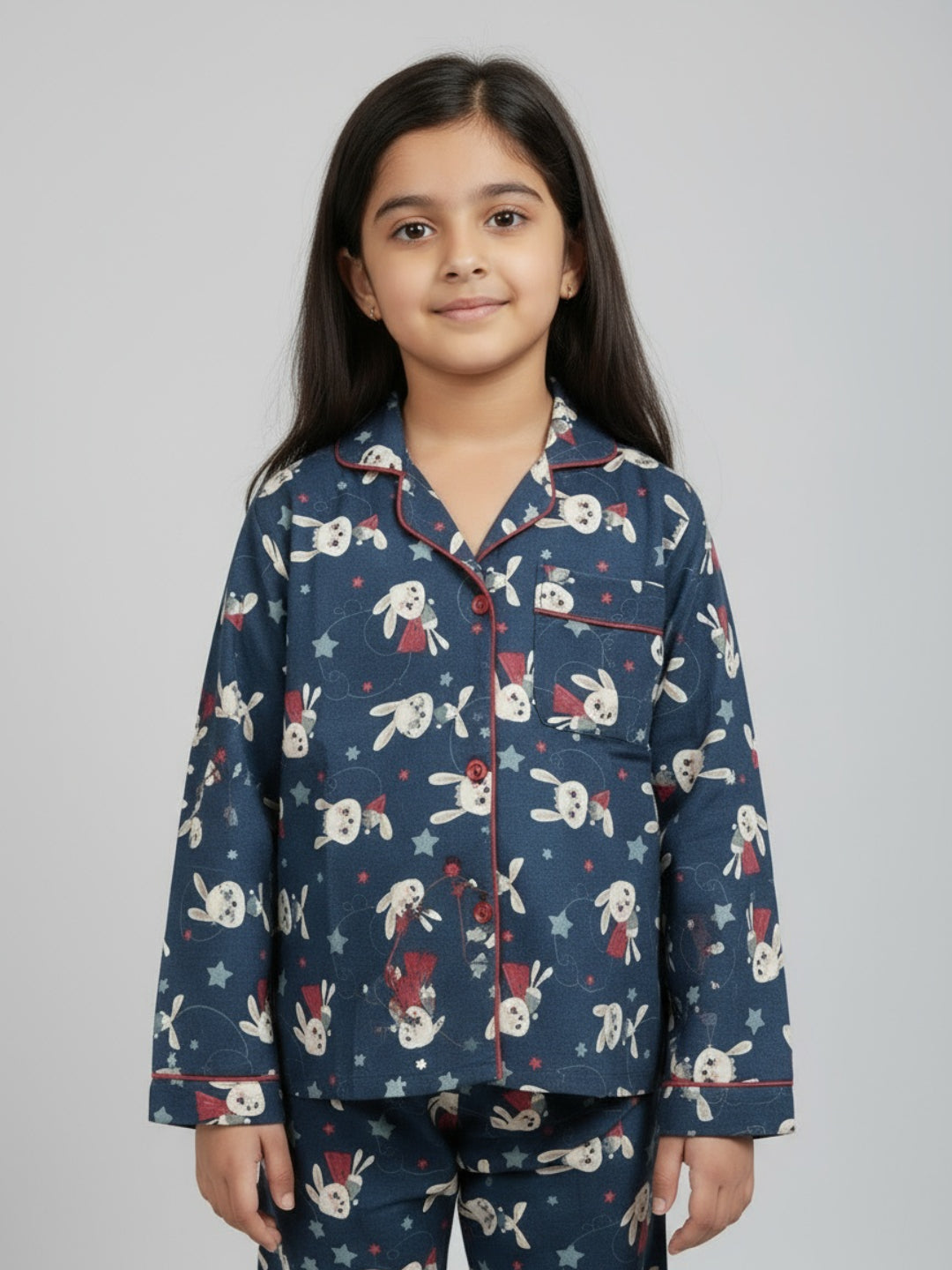 Biglilpeople Unisex Rayon Printed Full Sleeves Night Suit