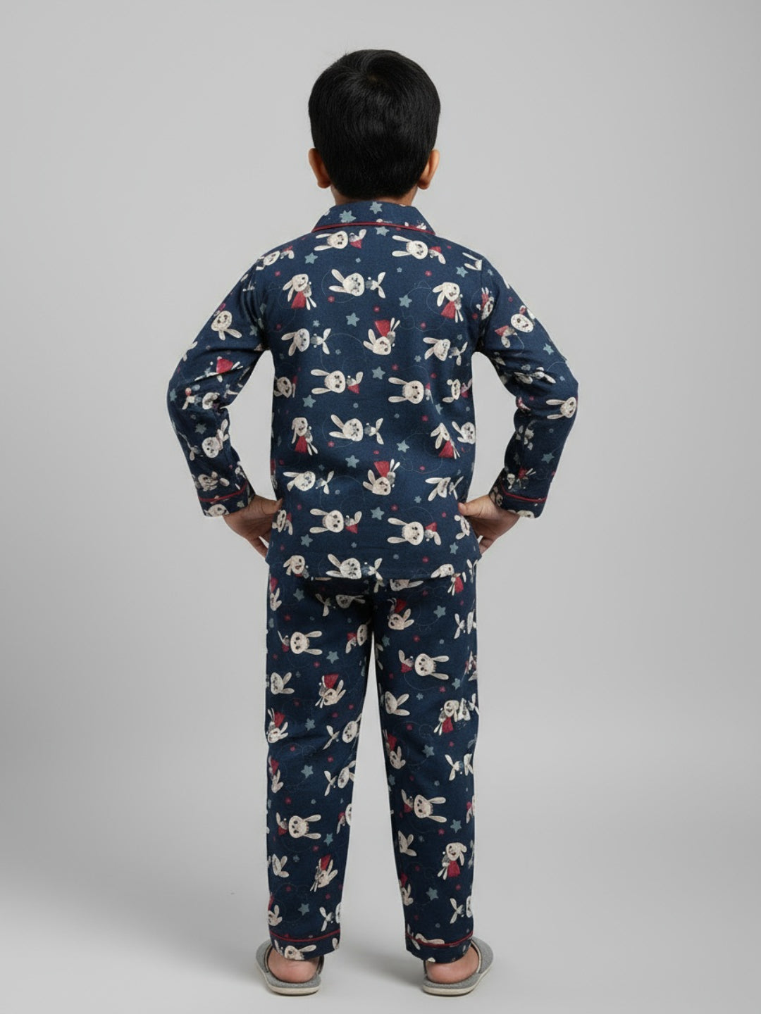 Biglilpeople Unisex Rayon Printed Full Sleeves Night Suit