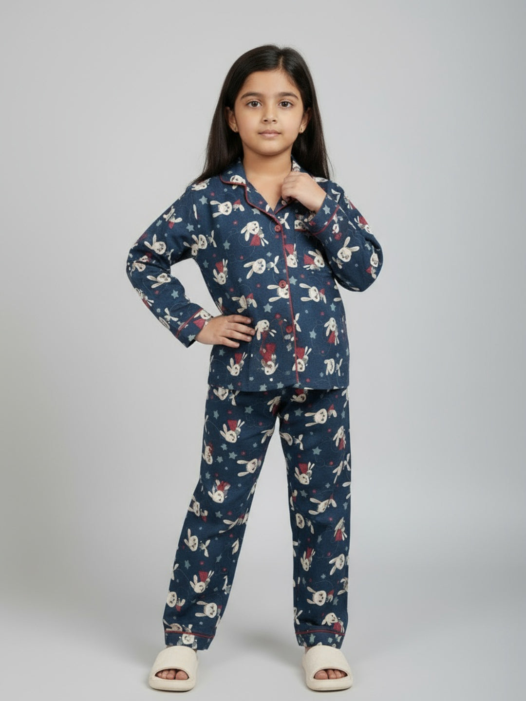 Biglilpeople Unisex Rayon Printed Full Sleeves Night Suit