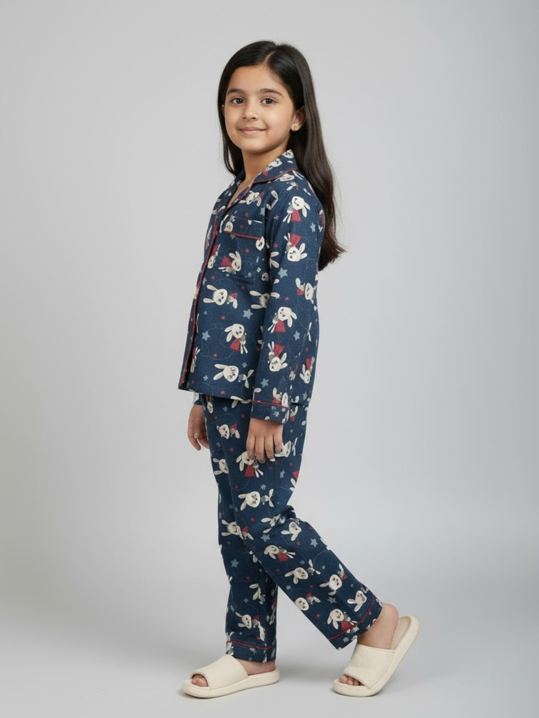 Biglilpeople Unisex Rayon Printed Full Sleeves Night Suit