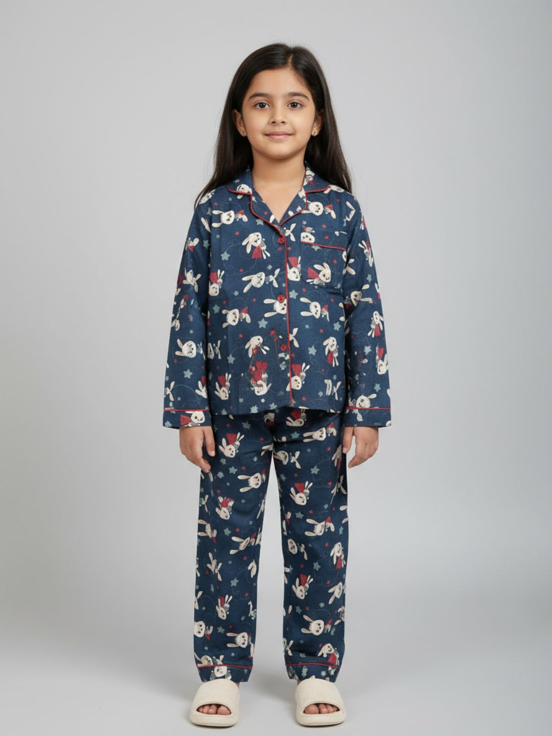 Biglilpeople Unisex Rayon Printed Full Sleeves Night Suit