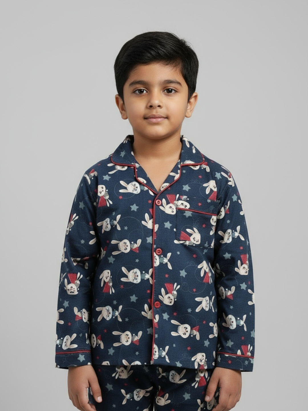 Biglilpeople Unisex Rayon Printed Full Sleeves Night Suit