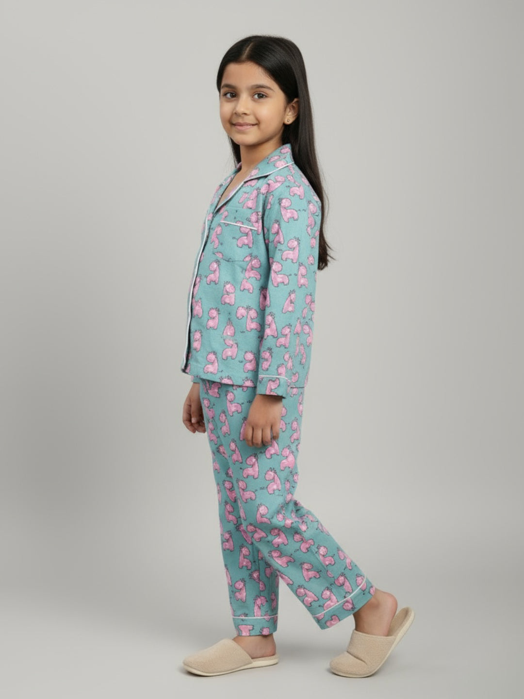 Biglilpeople Girls Printed Shirt and Pyjama Night Set