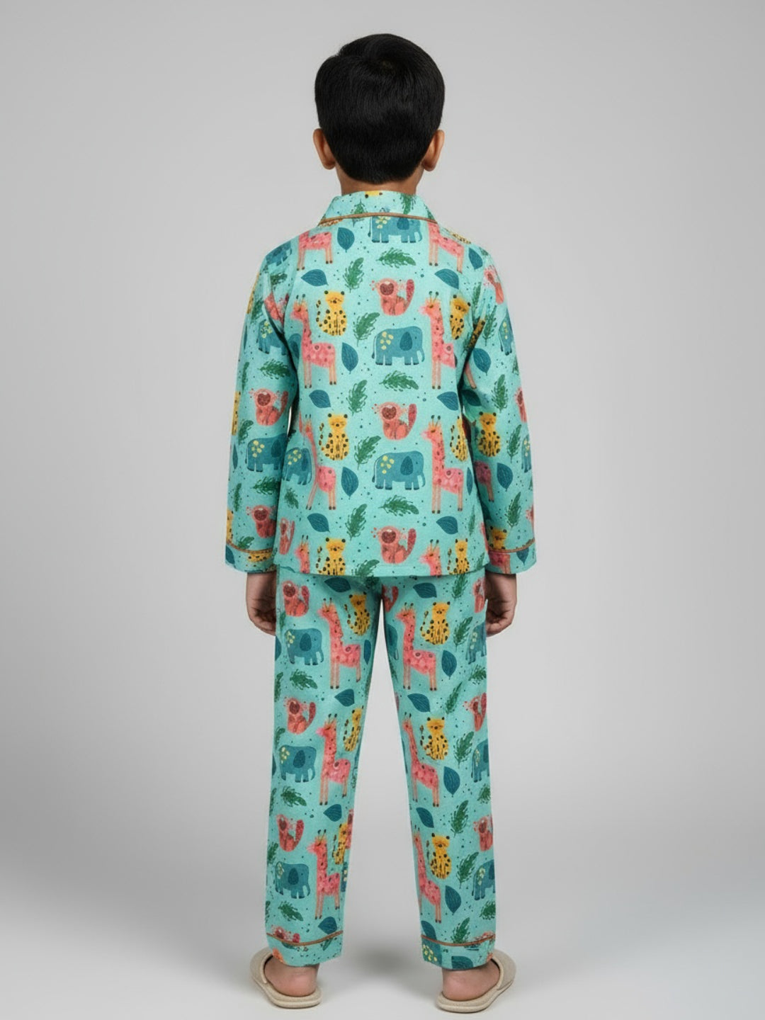Pijama unisex de rayón con estampado y manga larga Biglilpeople