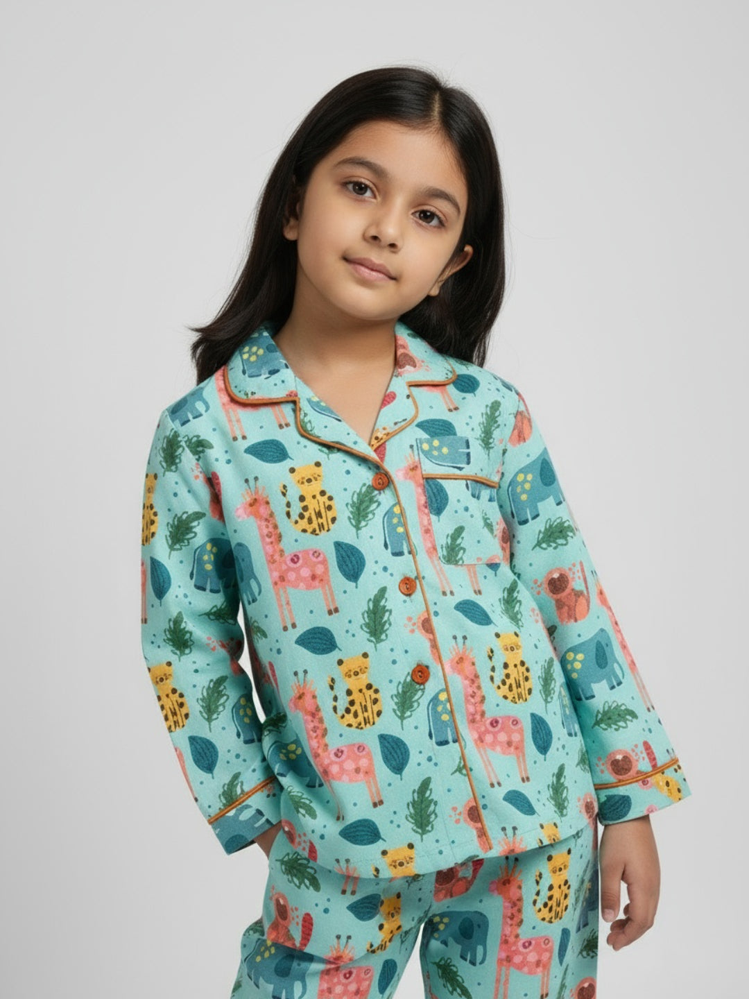 Pijama unisex de rayón con estampado y manga larga Biglilpeople