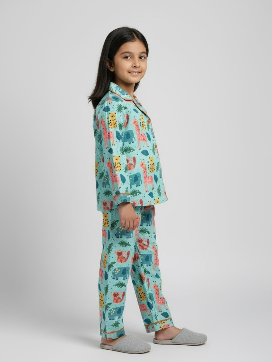 Pijama unisex de rayón con estampado y manga larga Biglilpeople