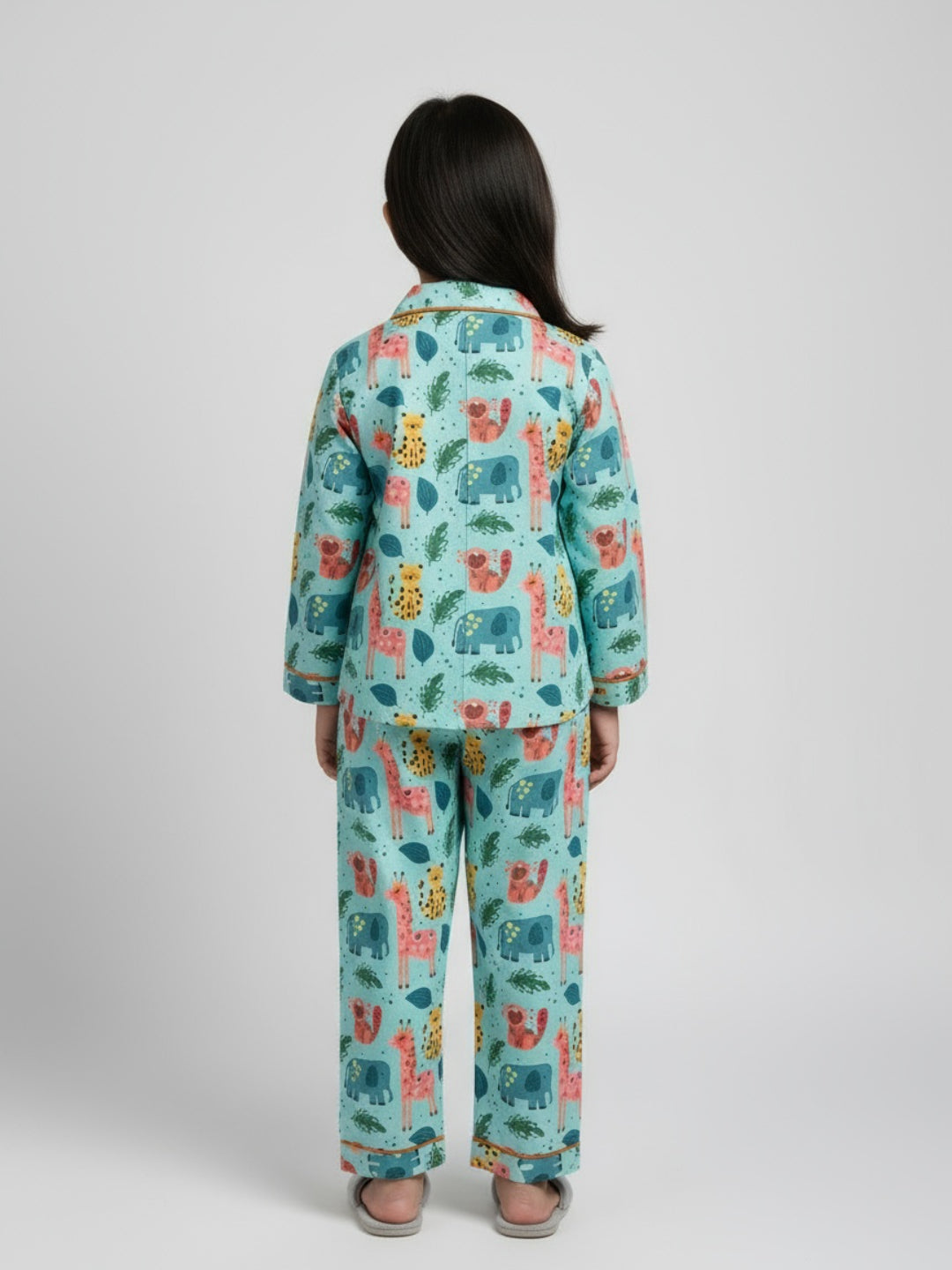 Pijama unisex de rayón con estampado y manga larga Biglilpeople
