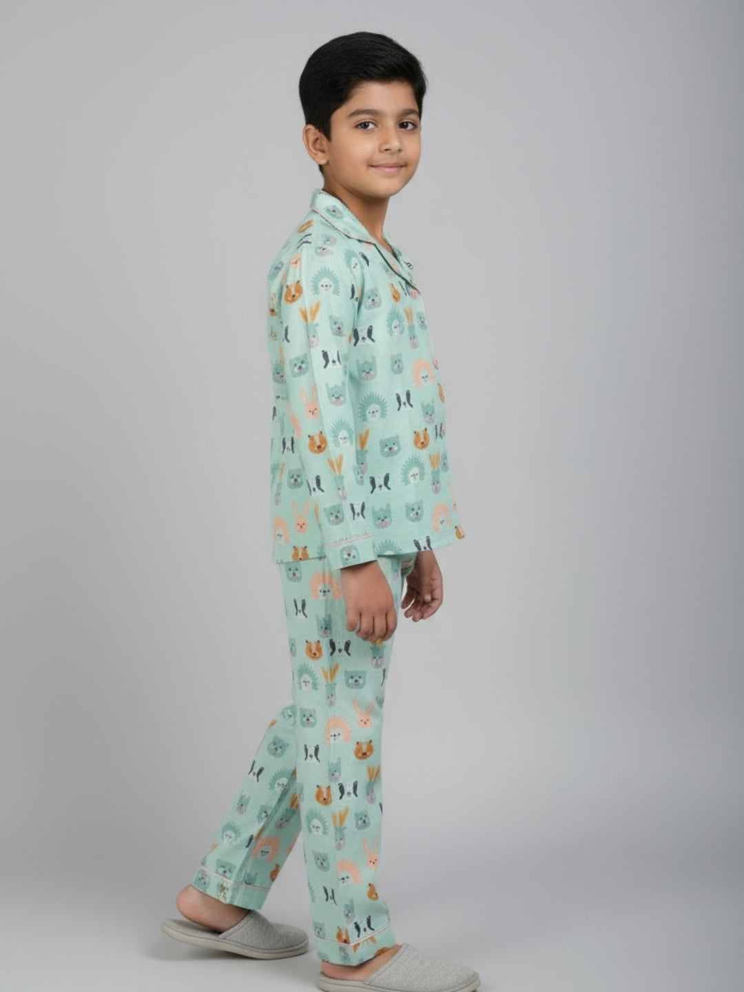 Pijama unisex de rayón con estampado y manga larga Biglilpeople
