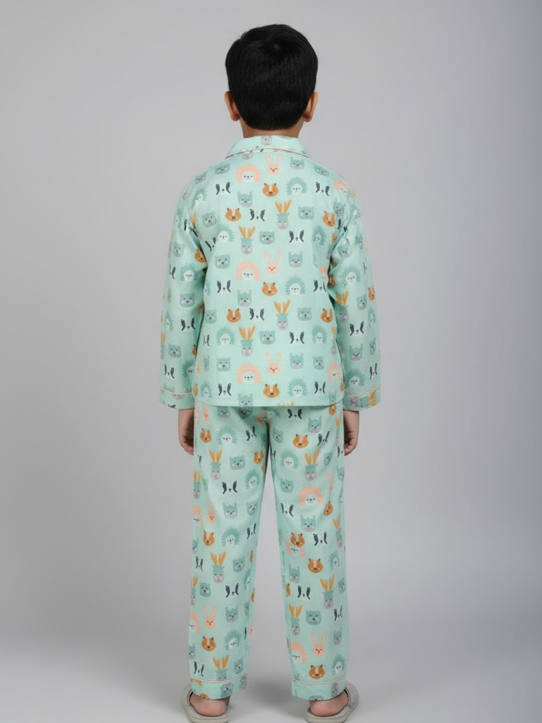 Pijama unisex de rayón con estampado y manga larga Biglilpeople
