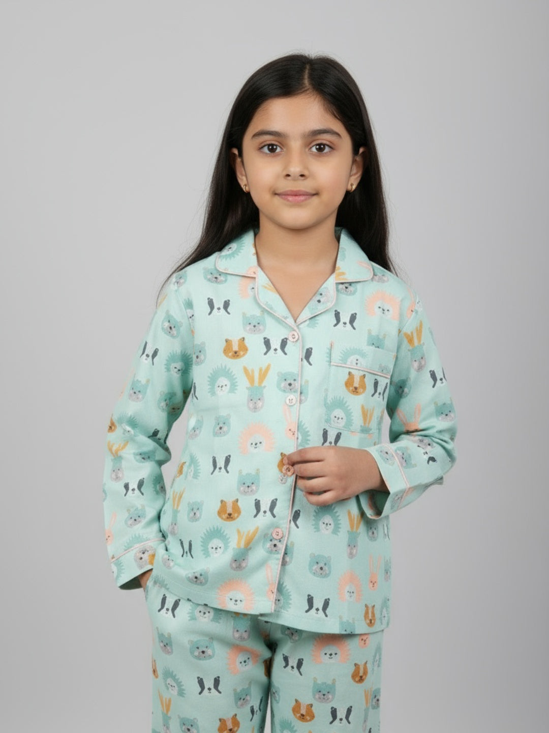 Biglilpeople Unisex Rayon Printed Full Sleeves Night Suit