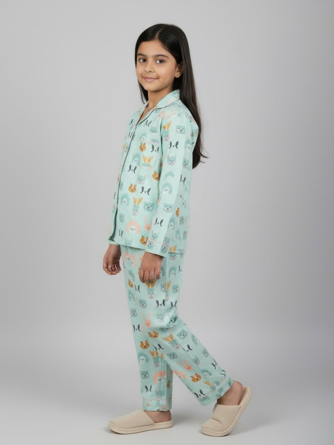 Biglilpeople Unisex Rayon Printed Full Sleeves Night Suit