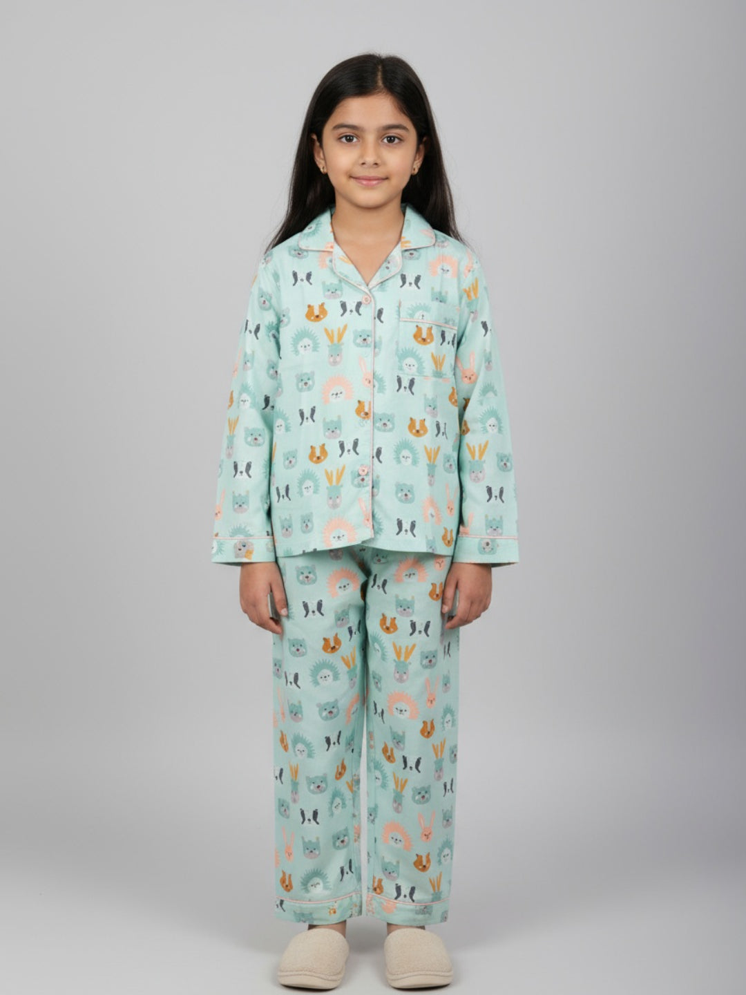 Biglilpeople Unisex Rayon Printed Full Sleeves Night Suit