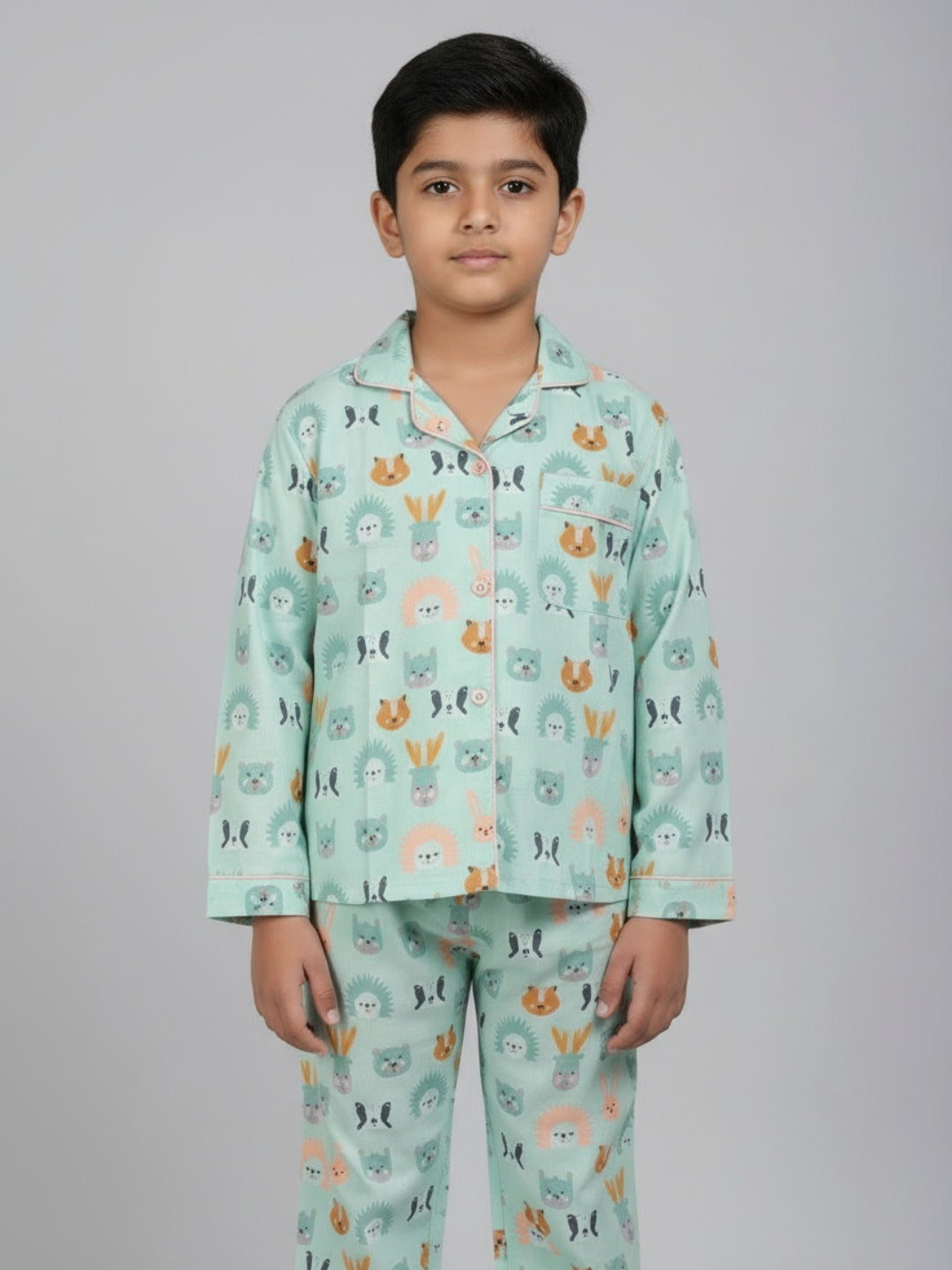 Biglilpeople Unisex Rayon Printed Full Sleeves Night Suit