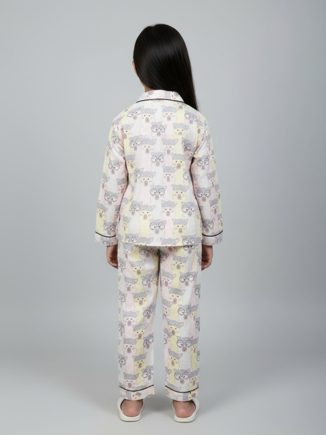 Biglilpeople Girls Rayon Printed Full Sleeves Night Suit