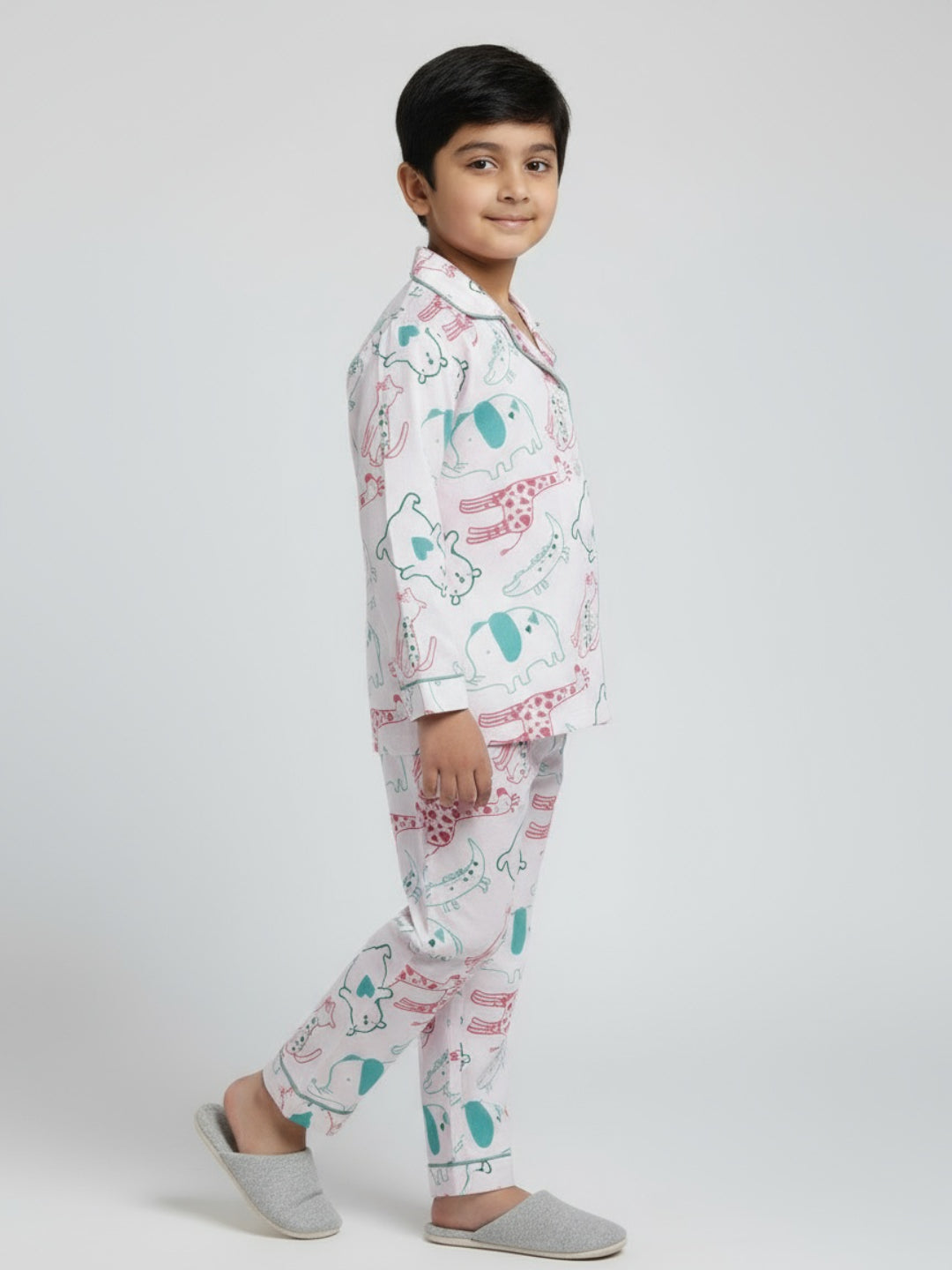 Biglilpeople Unisex Rayon Printed Full Sleeves Night Suit