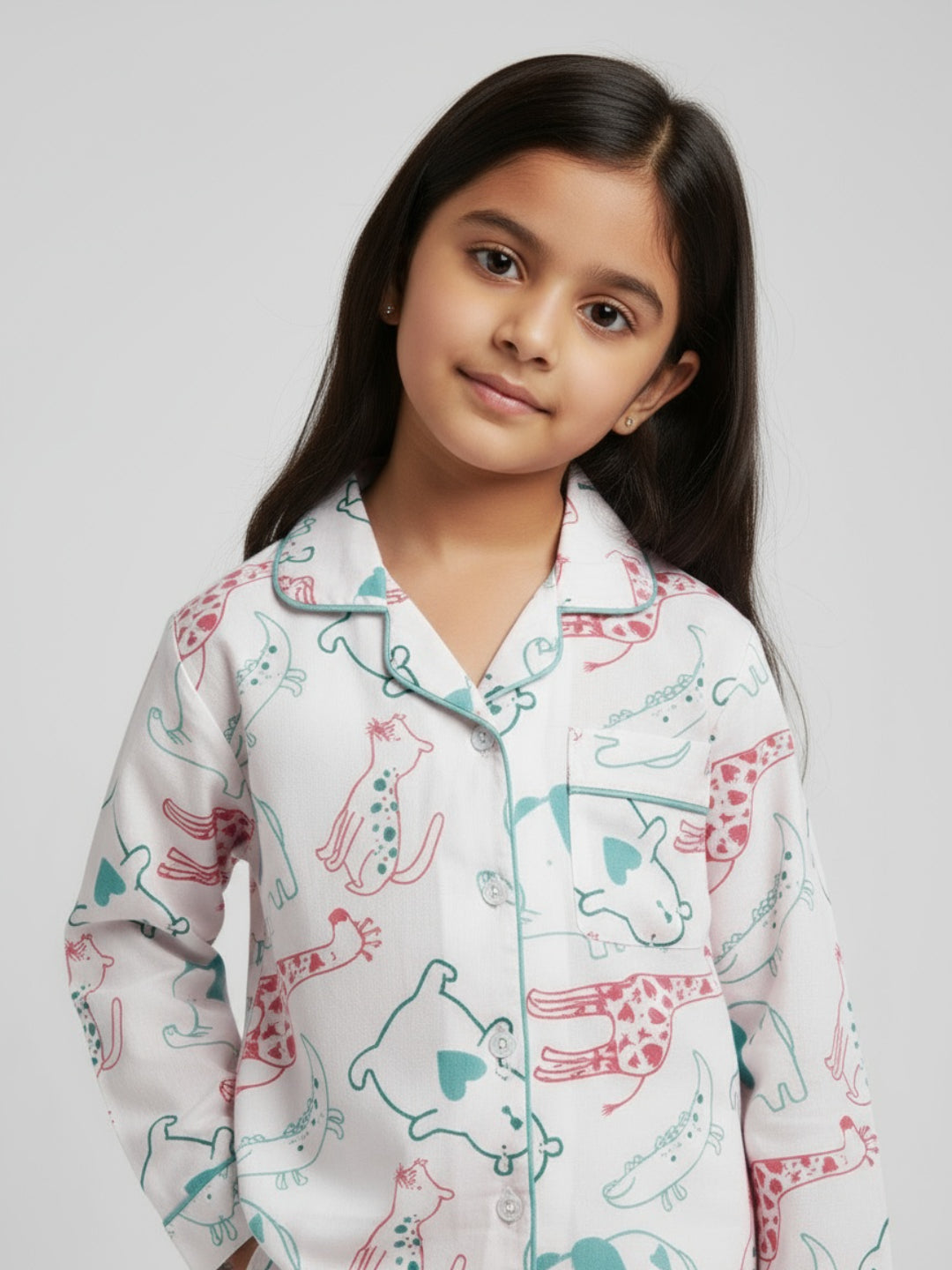 Biglilpeople Unisex Rayon Printed Full Sleeves Night Suit