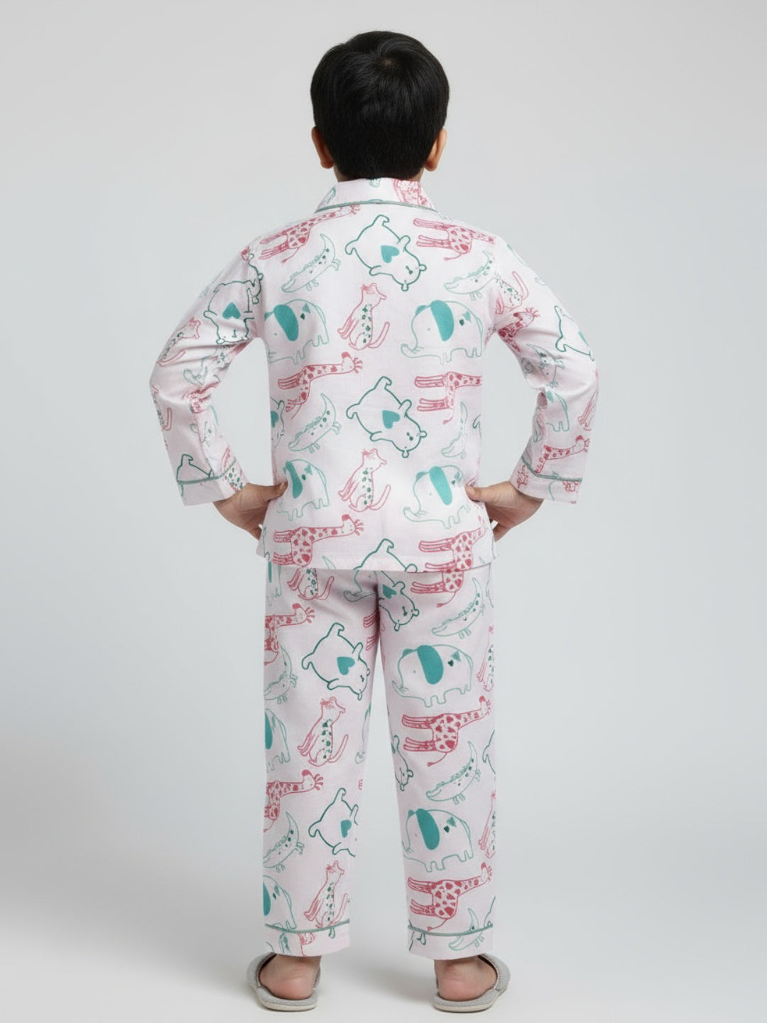 Biglilpeople Unisex Rayon Printed Full Sleeves Night Suit