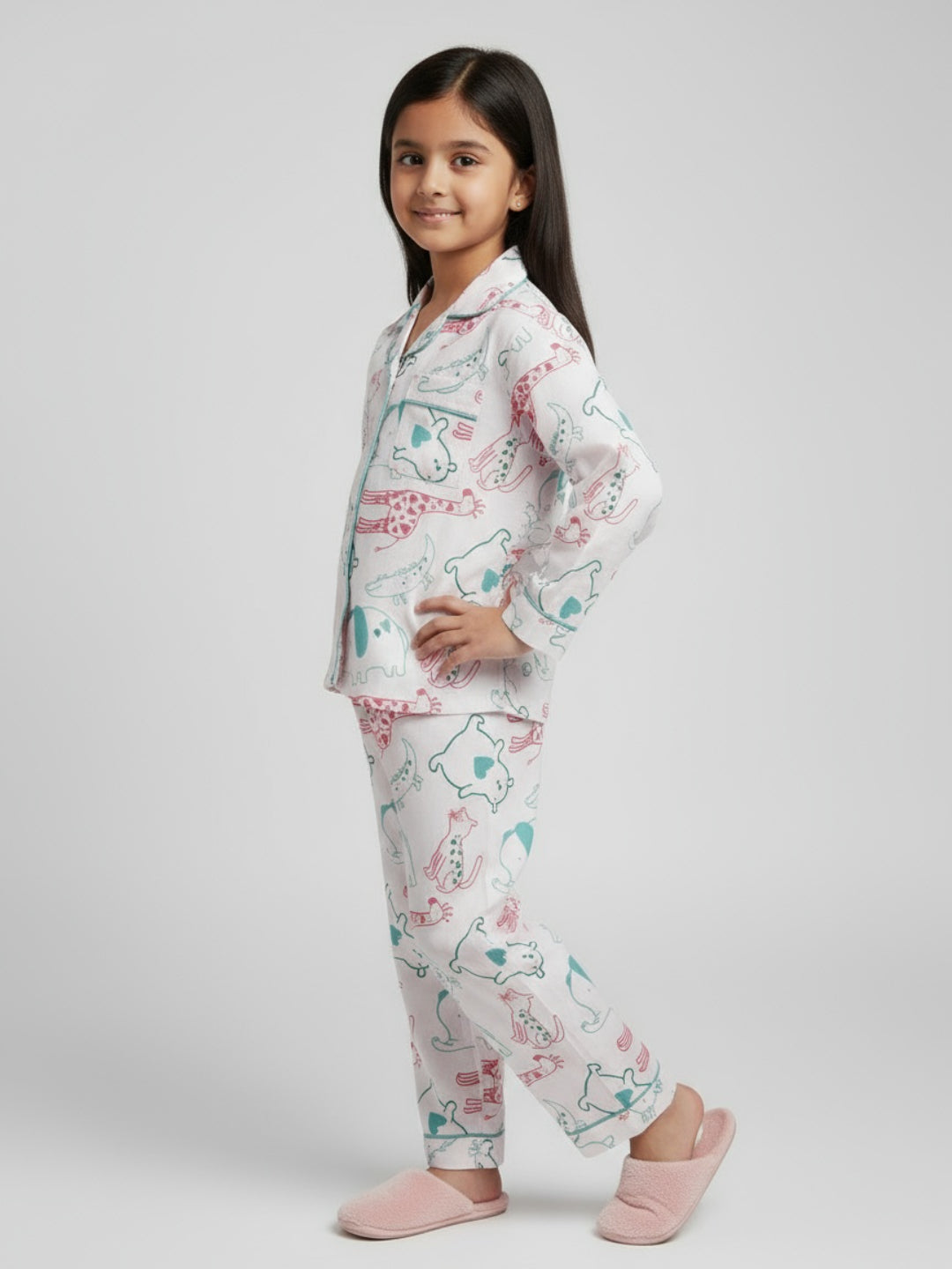 Biglilpeople Unisex Rayon Printed Full Sleeves Night Suit