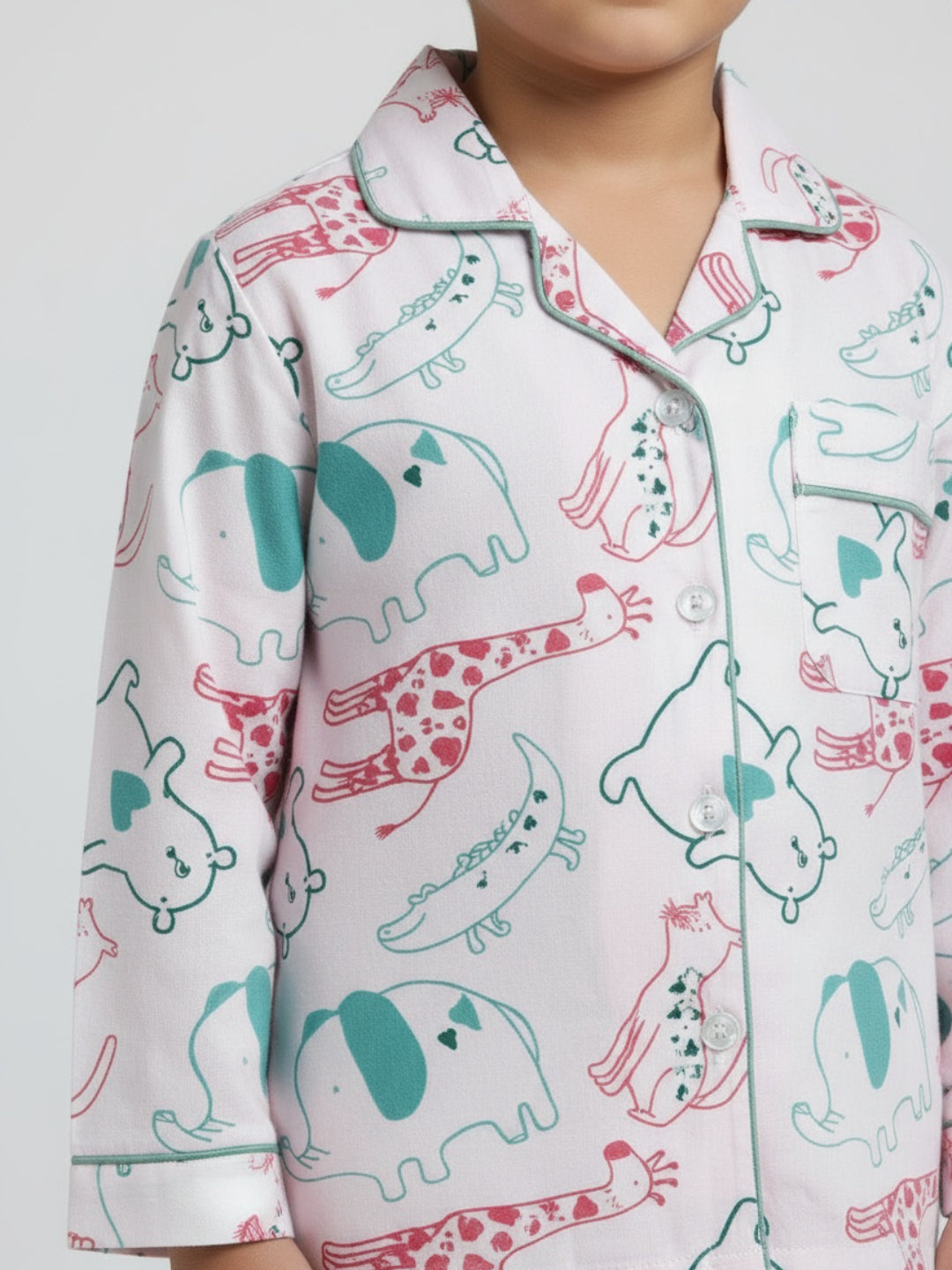 Biglilpeople Unisex Rayon Printed Full Sleeves Night Suit