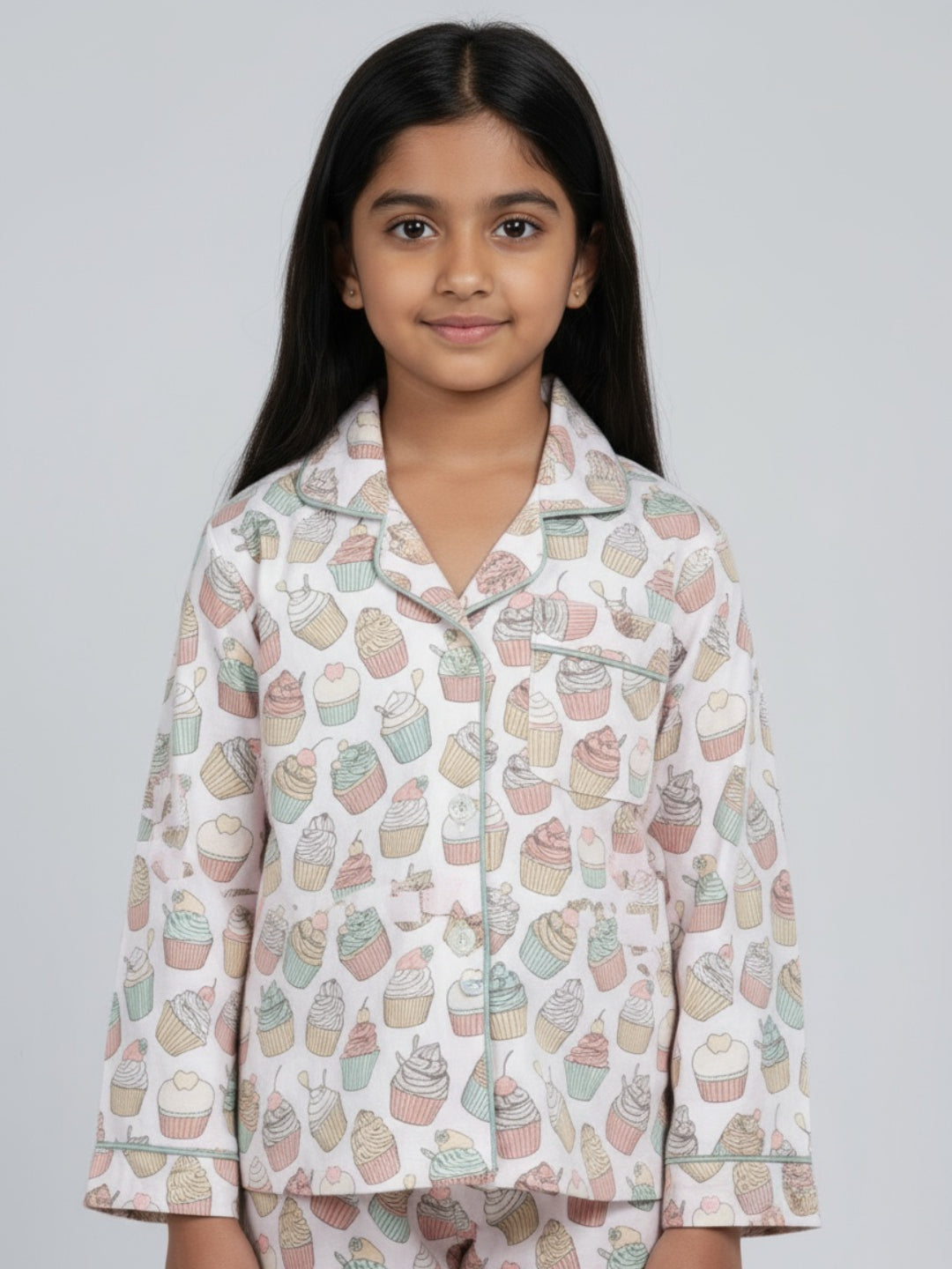 Biglilpeople Girls Rayon Printed Full Sleeves Night Suit