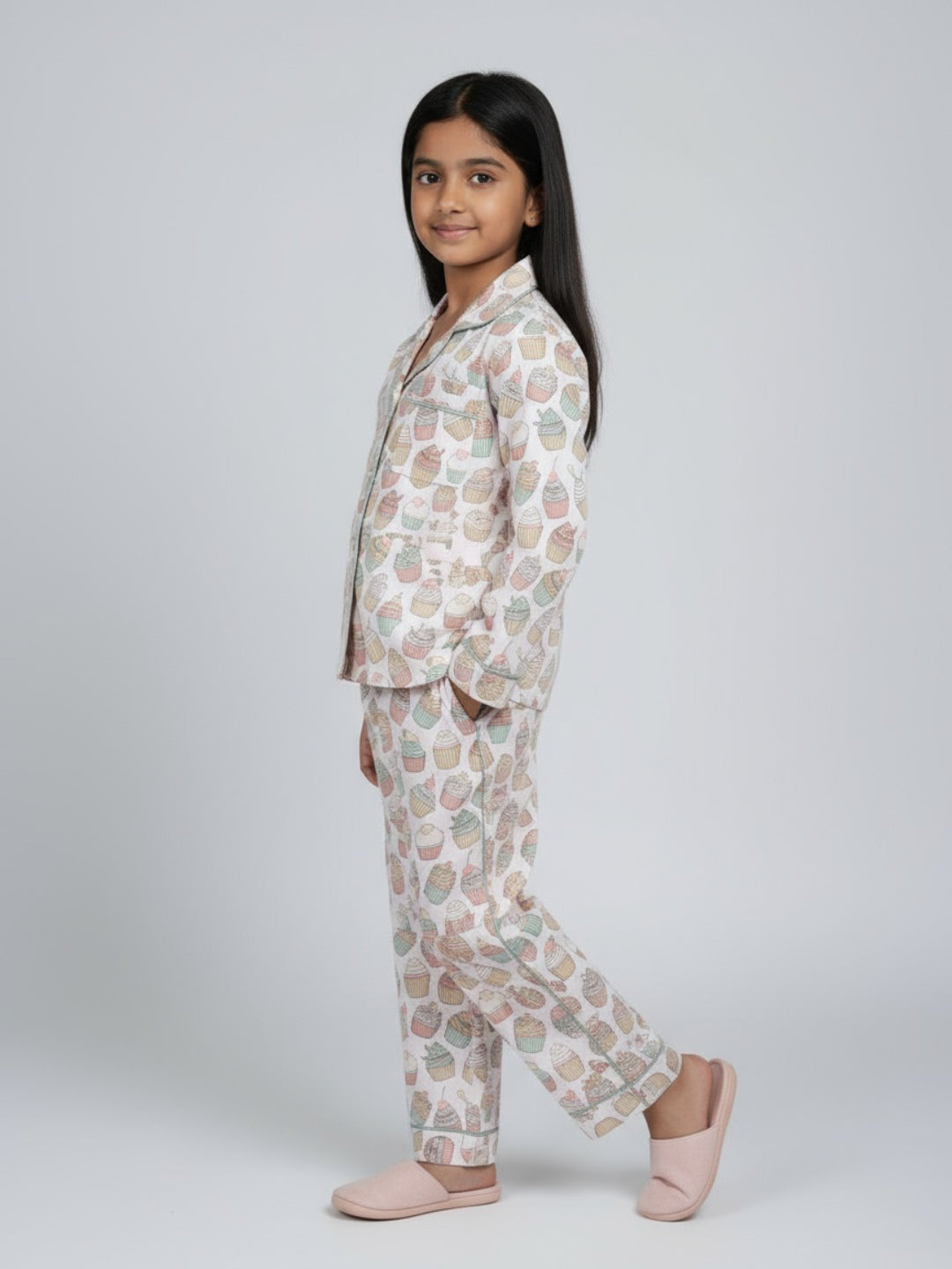 Biglilpeople Girls Rayon Printed Full Sleeves Night Suit