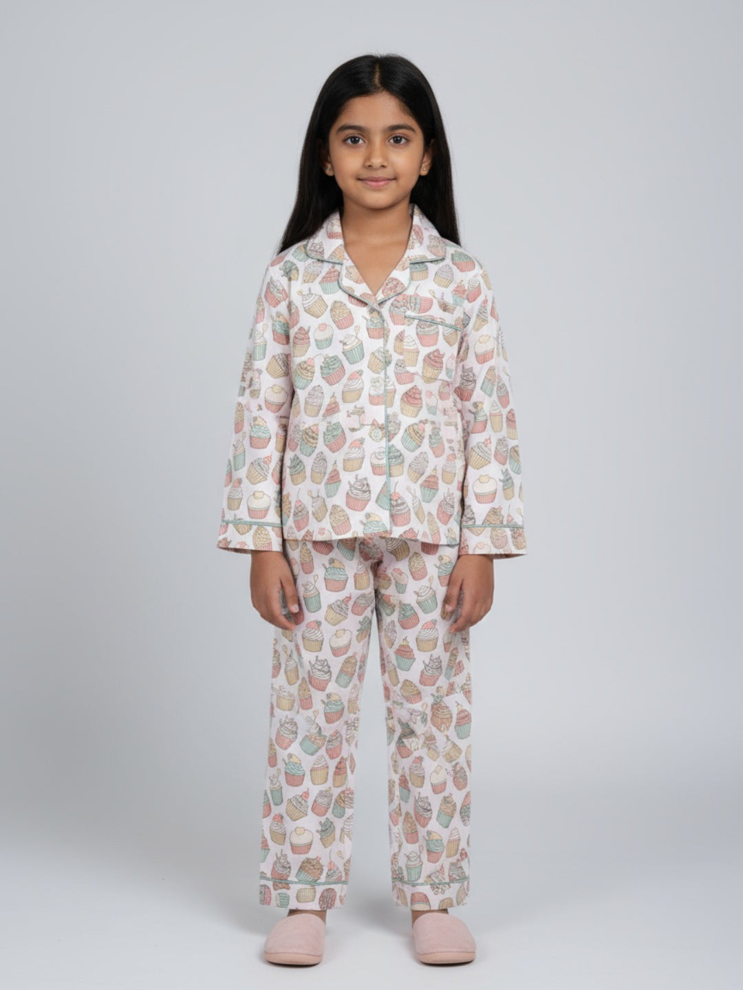 Biglilpeople Girls Rayon Printed Full Sleeves Night Suit
