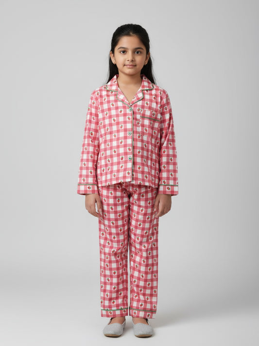 Biglilpeople Girls Rayon Printed Full Sleeves Night Suit