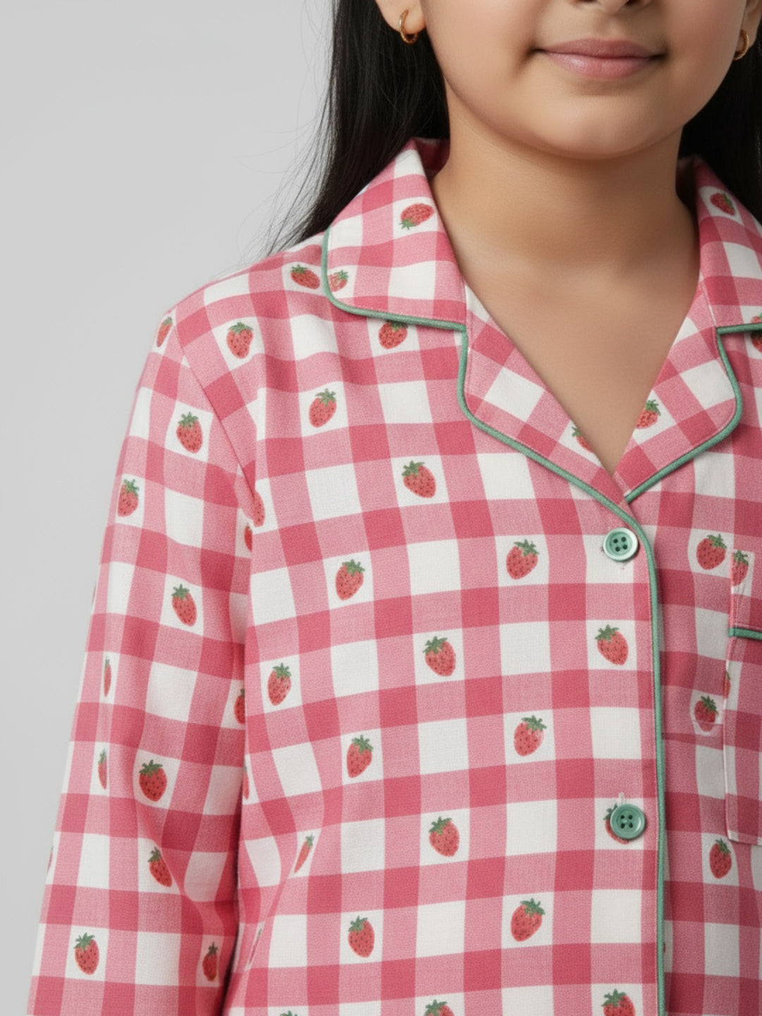 Biglilpeople Girls Rayon Printed Full Sleeves Night Suit