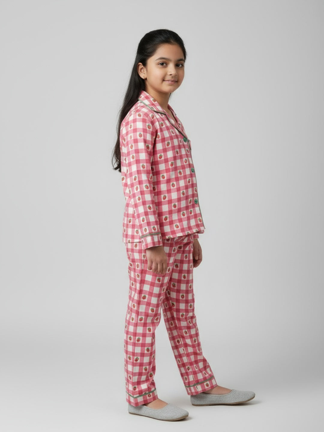 Biglilpeople Girls Rayon Printed Full Sleeves Night Suit