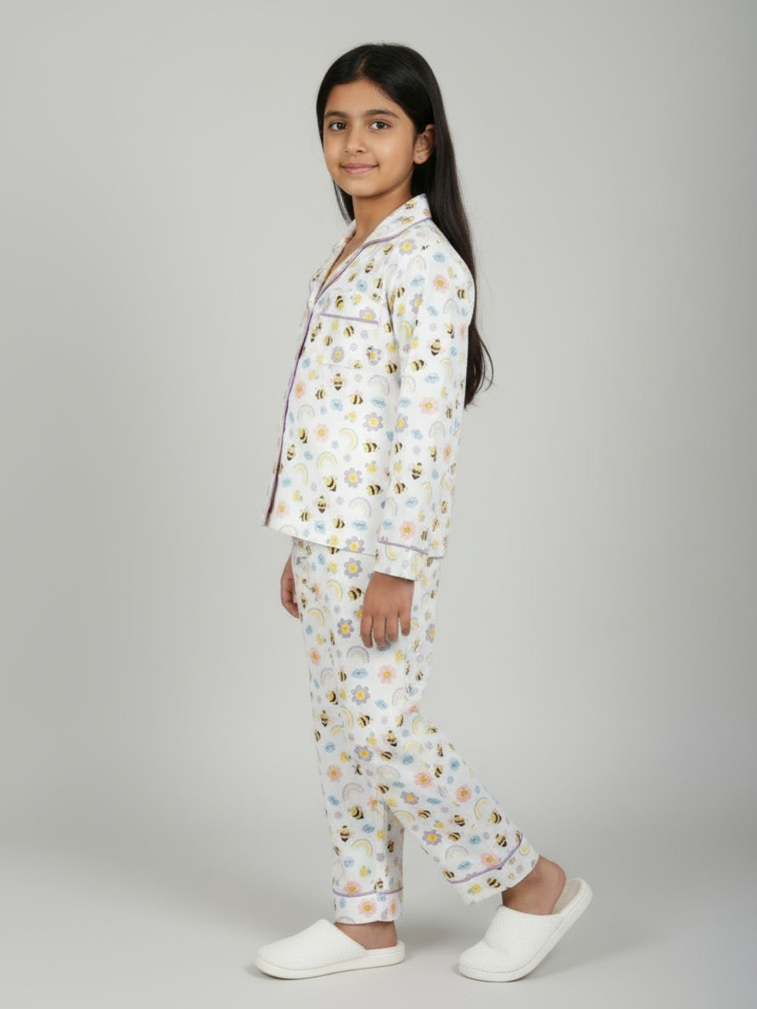 Biglilpeople Unisex Rayon Printed Full Sleeves Night Suit