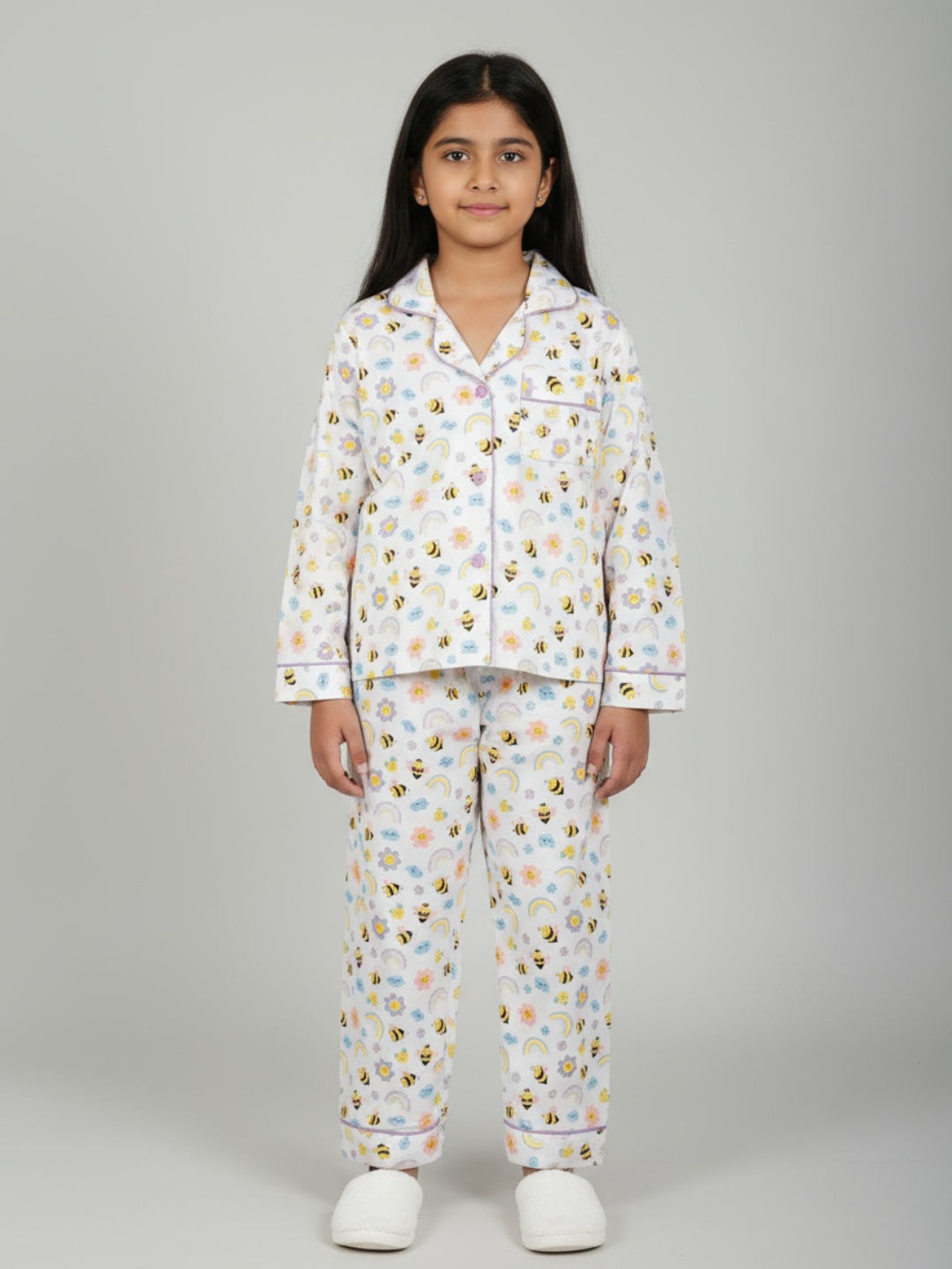 Biglilpeople Unisex Rayon Printed Full Sleeves Night Suit