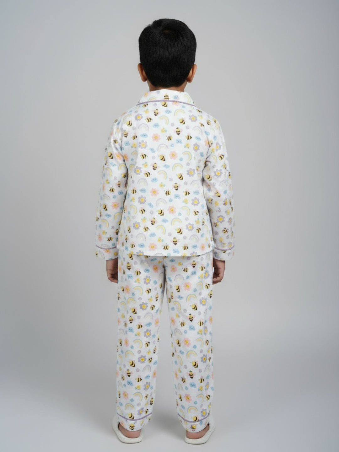 Biglilpeople Unisex Rayon Printed Full Sleeves Night Suit