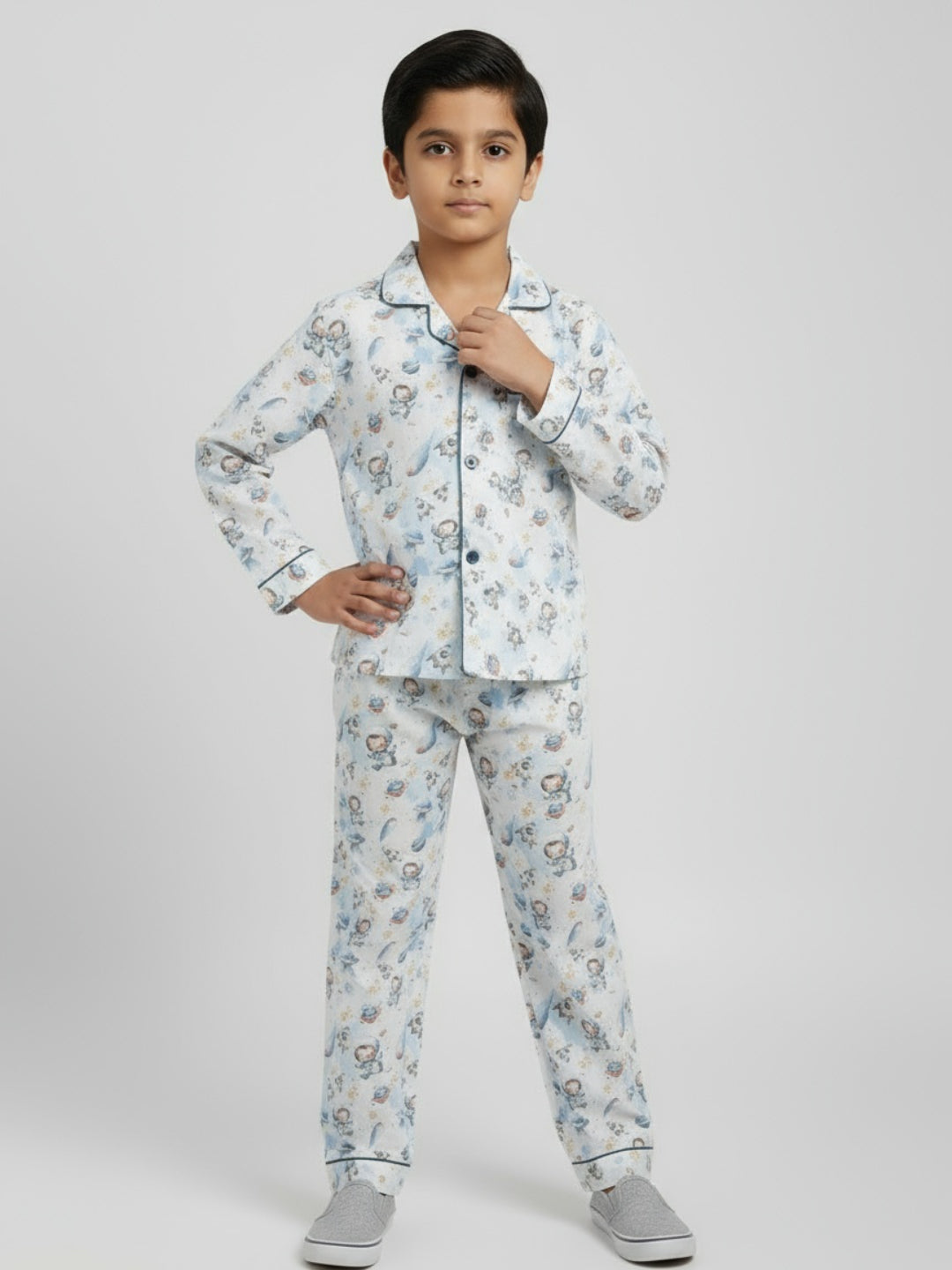 Biglilpeople Boys Rayon Printed Full Sleeves Night Suit