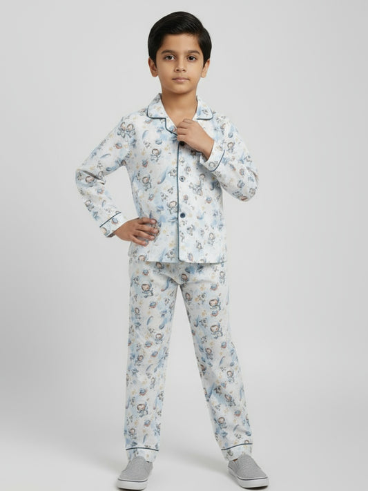 Biglilpeople Boys Rayon Printed Full Sleeves Night Suit