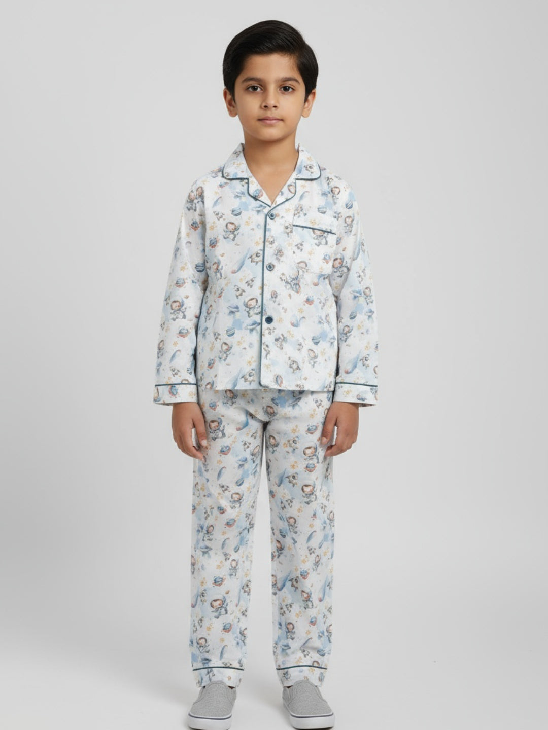 Biglilpeople Boys Rayon Printed Full Sleeves Night Suit