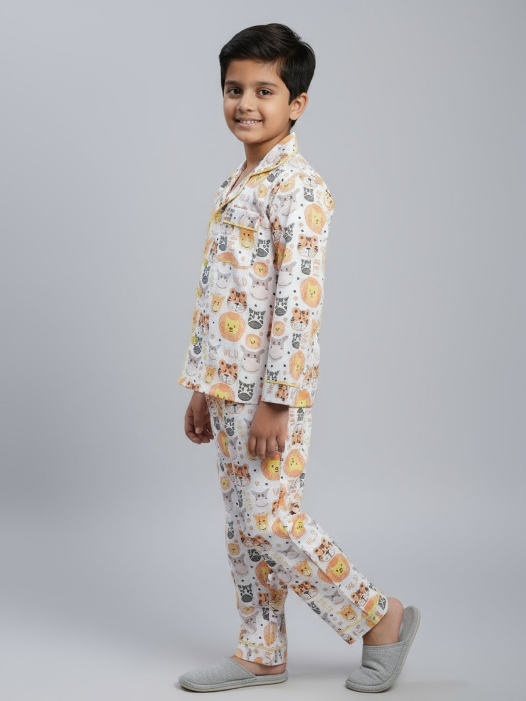 Biglilpeople Unisex Rayon Printed Full Sleeves Night Suit