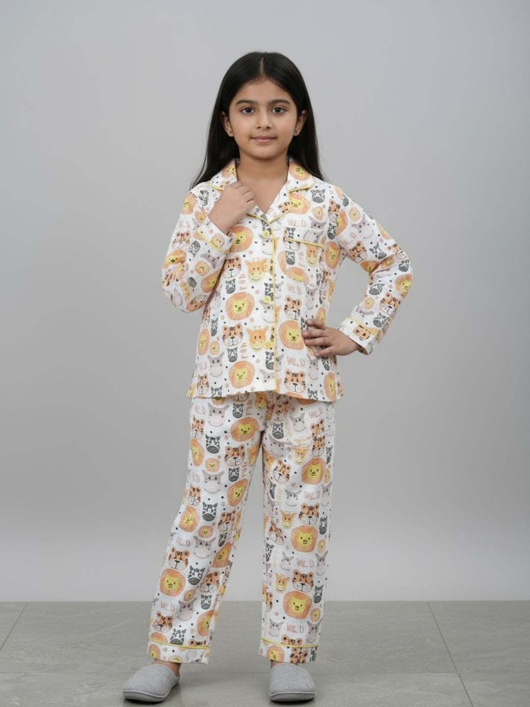 Biglilpeople Unisex Rayon Printed Full Sleeves Night Suit