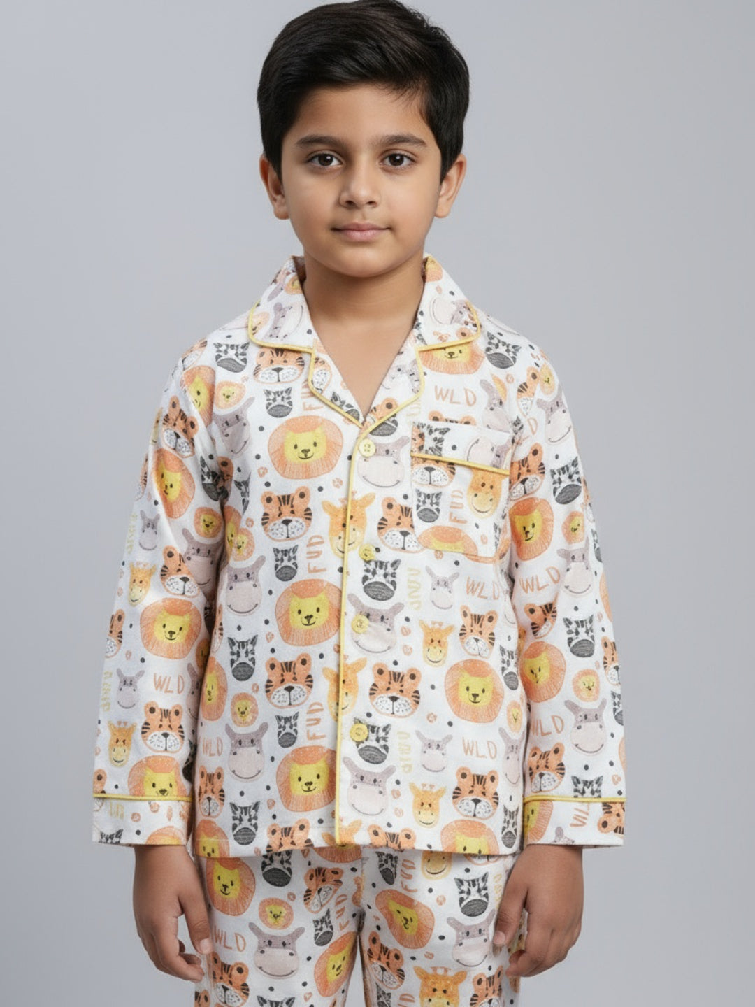 Biglilpeople Unisex Rayon Printed Full Sleeves Night Suit