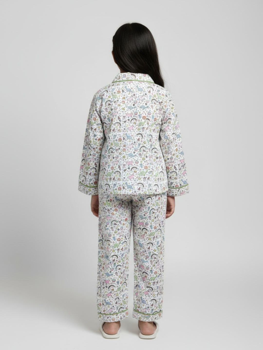 Biglilpeople Girls Rayon Printed Full Sleeves Night Suit