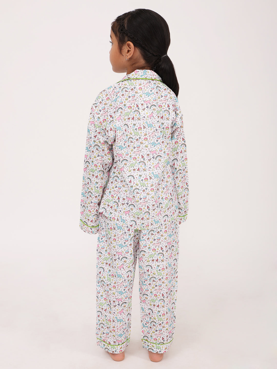 Biglilpeople Girls Rayon Printed Full Sleeves Night Suit