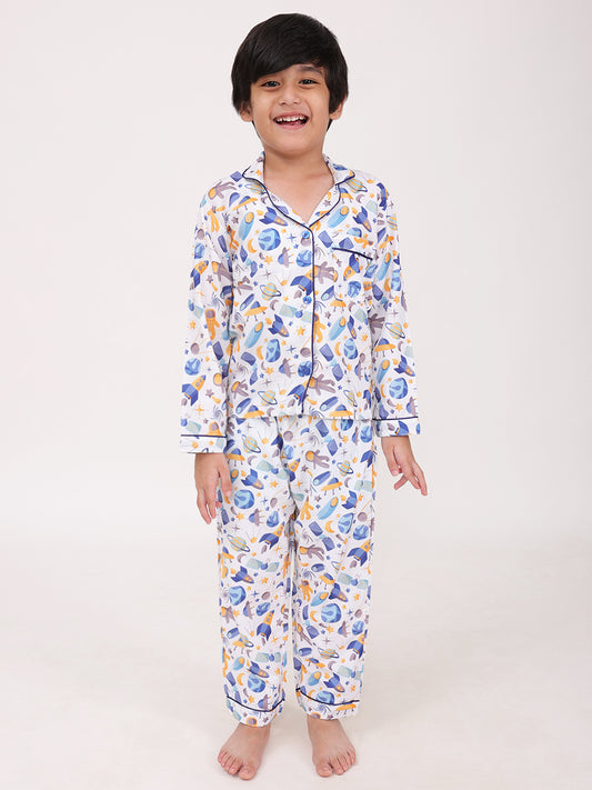 Biglilpeople Boys Rayon Printed Full Sleeves Night Suit