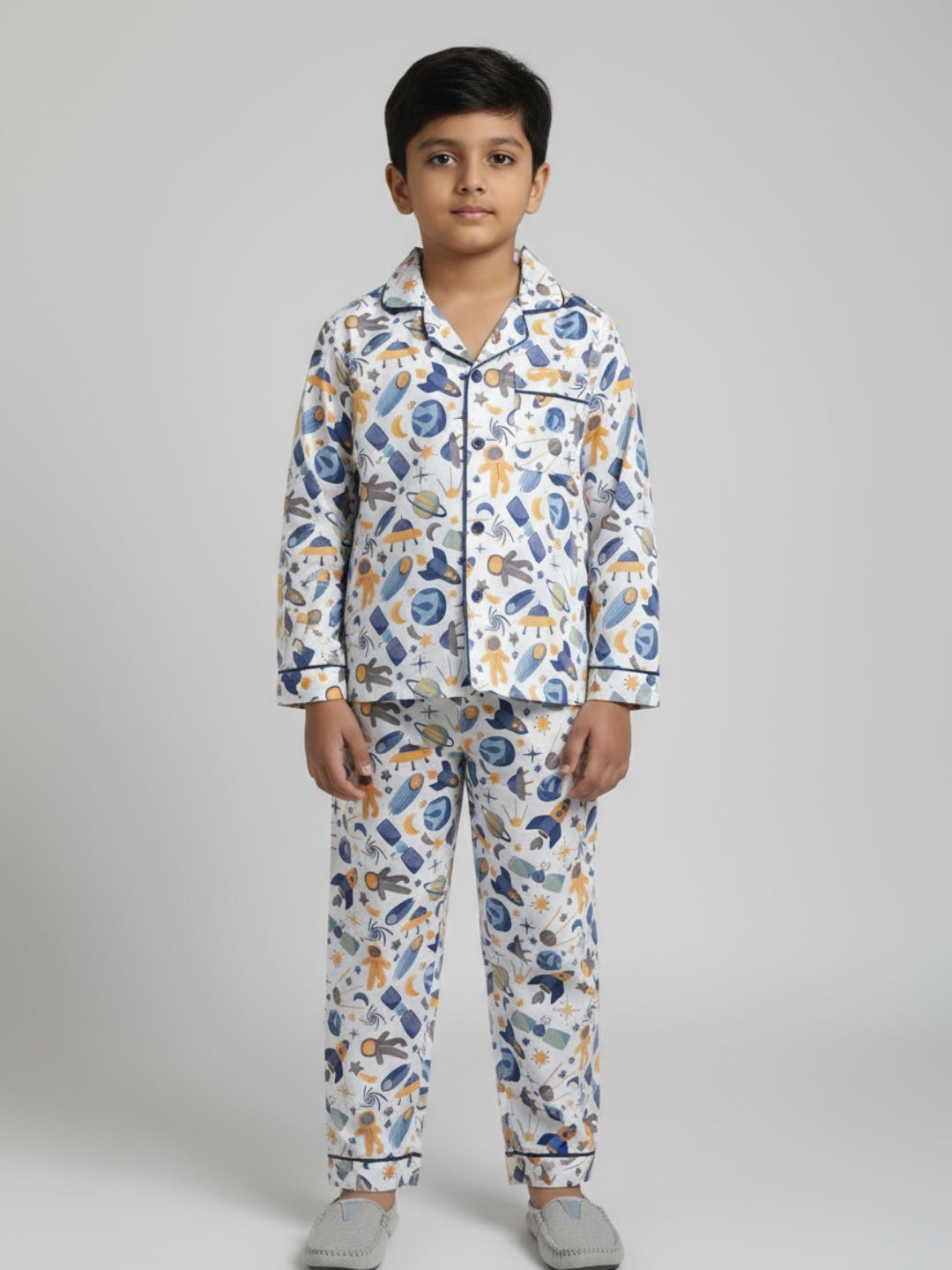 Biglilpeople Boys Rayon Printed Full Sleeves Night Suit