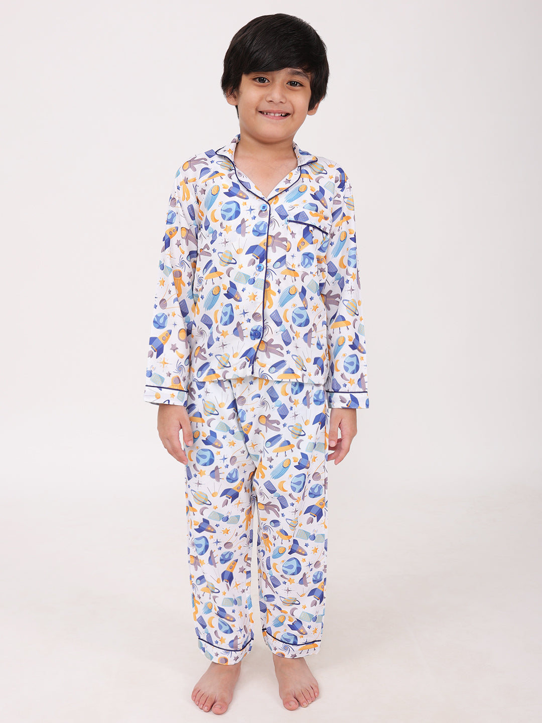 Biglilpeople Boys Rayon Printed Full Sleeves Night Suit