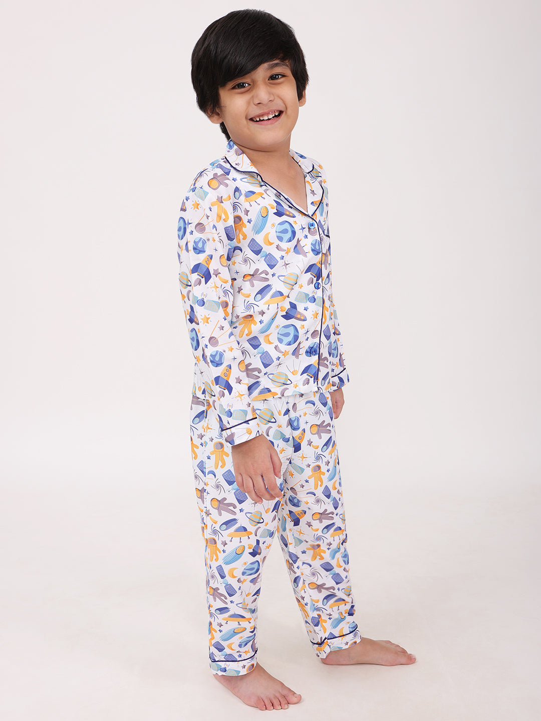 Biglilpeople Boys Rayon Printed Full Sleeves Night Suit