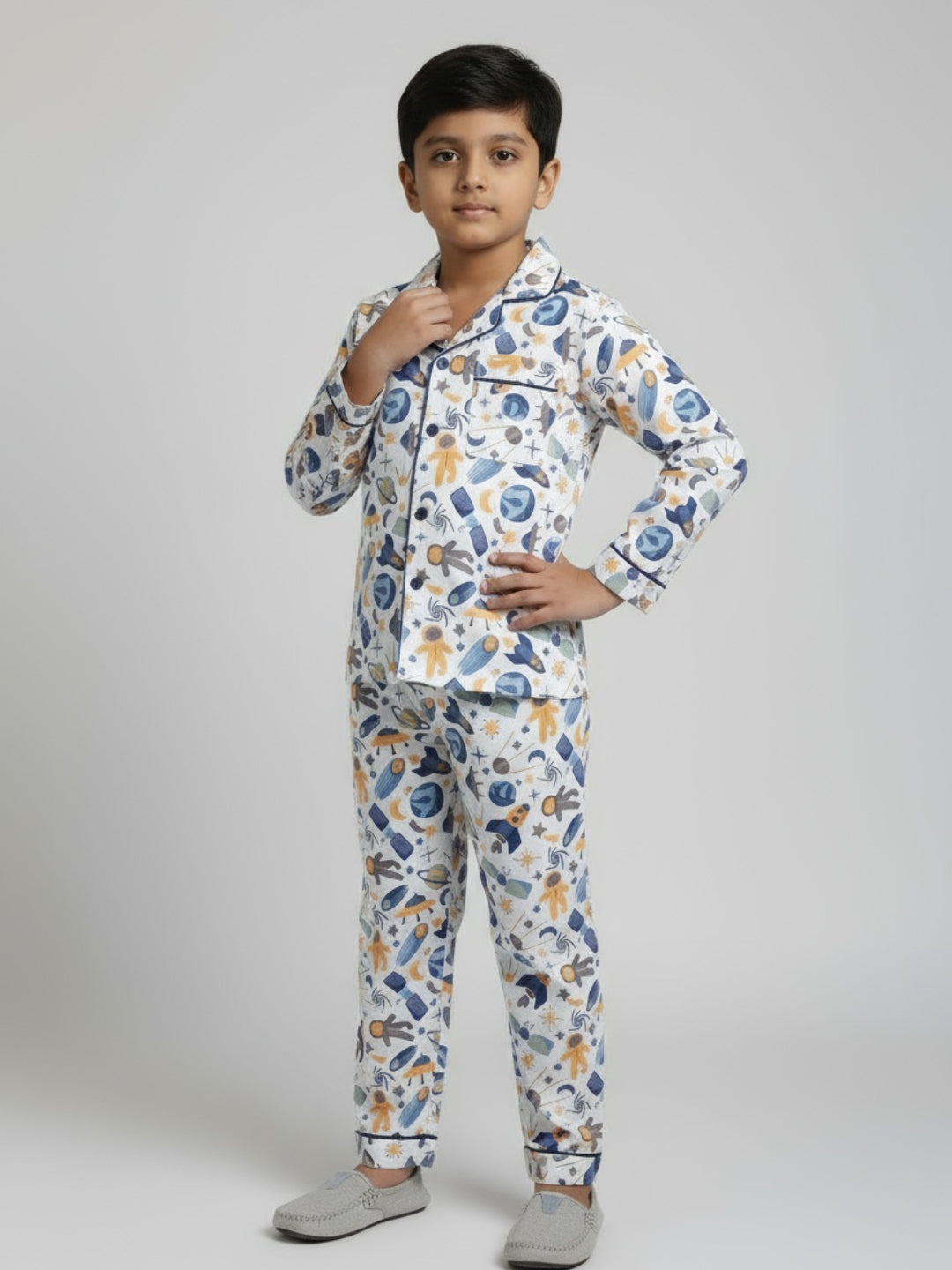 Biglilpeople Boys Rayon Printed Full Sleeves Night Suit