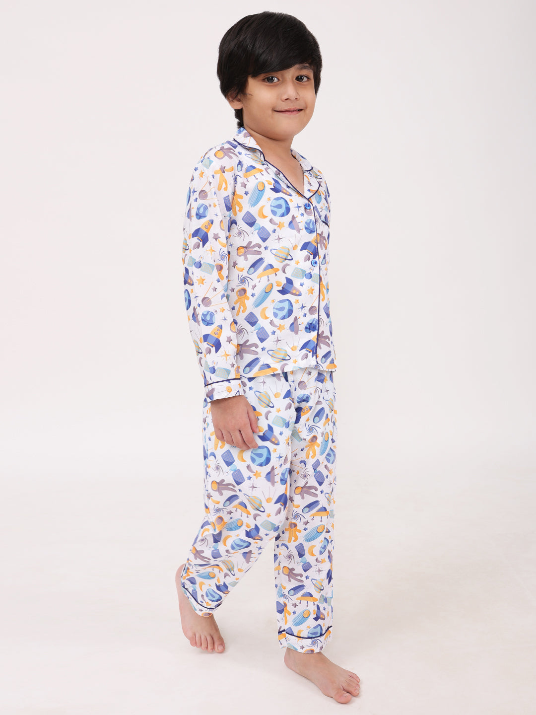 Biglilpeople Boys Rayon Printed Full Sleeves Night Suit